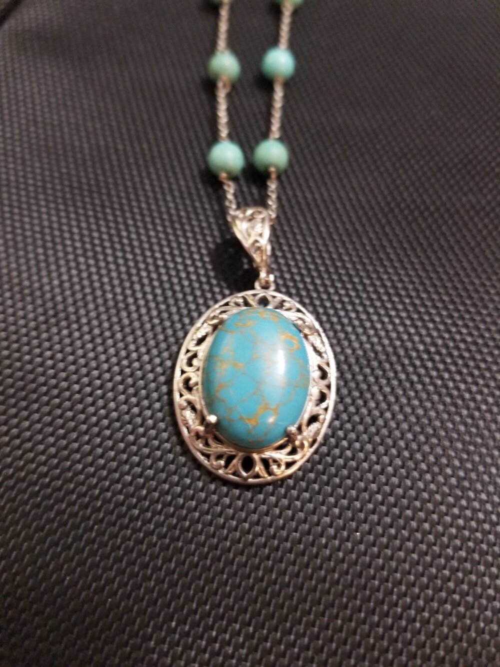 STS Karis Detachable Real-Turquoise-Teardrop-Pendant 925 Sterling Necklace